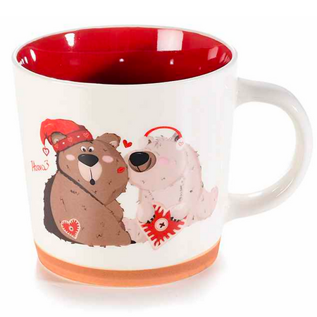 Tazza Natalizia In Porcellana "winter Love" Con Interno Rosso Casa e cucina/Stoviglie/Piatti ciotole e vassoi/Tazze e piattini/Tazze da cappuccino Sogno Shop - Assisi, Commerciovirtuoso.it
