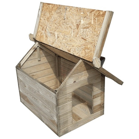 Cuccia per cani "Open" in legno di pino impregnato con tetto apribile Prodotti per animali domestici/Cani/Cucce gabbiette e recinzioni/Gabbiette e cucce/Cucce La Zappa - Altamura, Commerciovirtuoso.it