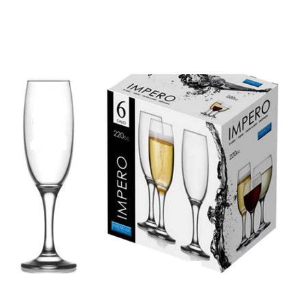 6 BICCHIERI Flute 220CC Impero per spumante e champagne Bicchiere in Vetro elegante ACF 601873 Bicchieri in vetro L'Orchidea - Siderno, Commerciovirtuoso.it