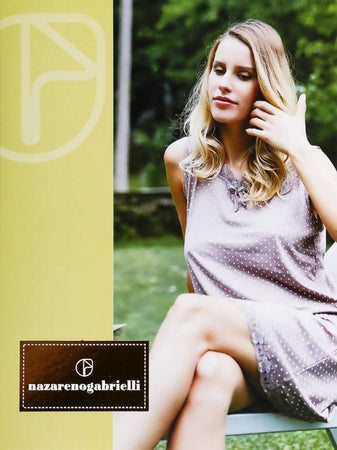 art. d404 NAZARENO GABRIELLI camicia da notte donna blu a pois intimo donna L'Orchidea - Siderno, Commerciovirtuoso.it