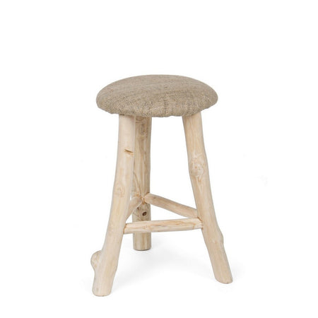 Sgabello per interno "Sarika" Seduta In Iuta, Gambe In Rami Di Teak Con Finitura Naturale, 30 x 30 x 50 h cm Casa e cucina/Arredamento/Studio/Sedie e Sgabelli/Sgabelli Decor Space - Altamura, Commerciovirtuoso.it