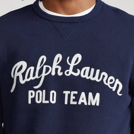 Ralph Lauren Felpa Blu Uomo Girocollo Scritta "Ralph Lauren Polo Team" Felpa Blu e Bianca Ricamata Logo Moda/Uomo/Abbigliamento/Felpe/Felpe senza cappuccio Euforia - Bronte, Commerciovirtuoso.it