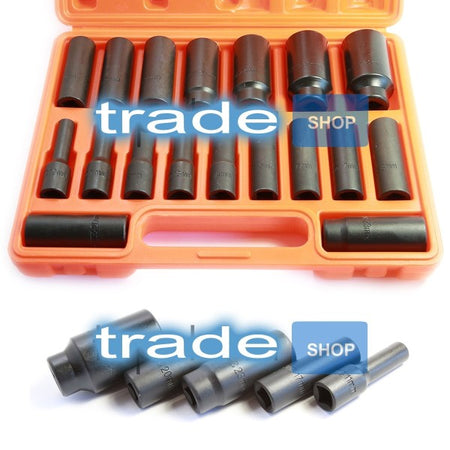Kit Set 18 Bussole 1/2" Esagonali Per Avvitatore Pistola Pneumatica Da 10 A 32mm