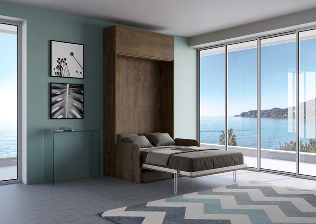 Letto "Napoli" matrimoniale a scomparsa con divano, in legno, con apertura verticale, per camera da letto Casa e cucina/Arredamento/Camera da letto/Materassi e basi letto/Materassi Decor Space - Altamura, Commerciovirtuoso.it