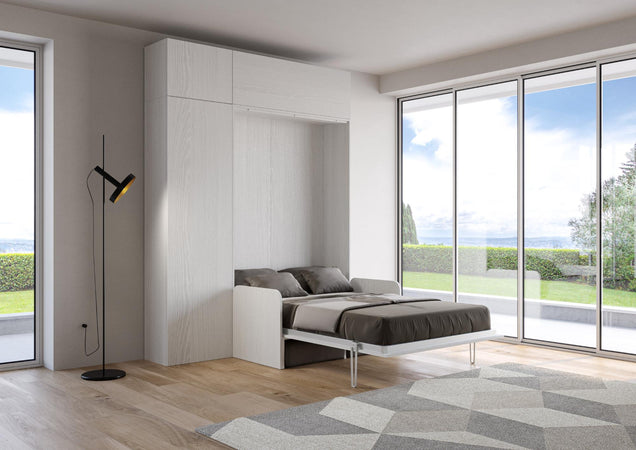 Letto "Napoli" matrimoniale a scomparsa con divano, in legno, con apertura verticale, per camera da letto Casa e cucina/Arredamento/Camera da letto/Materassi e basi letto/Materassi Decor Space - Altamura, Commerciovirtuoso.it