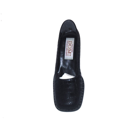 Scarpa Donna nera Domi Scarpe con tacco quadrato in pelle effetto coccodrillo scarpa donna L'Orchidea - Siderno, Commerciovirtuoso.it