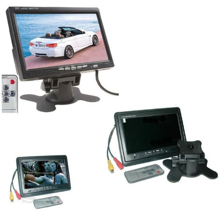 Monitor Lcd 7" Tft Tv Auto Camper Poggiatesta A Colori Base Regolabile Stand