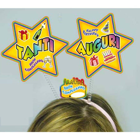 Cerchietto Con Antenne "Tanti Auguri" per Festa di Compleanno cerchietto Casa e cucina/Hobby creativi/Articoli per feste e compleanni/Cappellini maschere e accessori/Cappelli Kondorama - Martinsicuro, Commerciovirtuoso.it