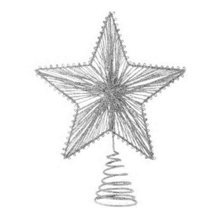 Puntale A Forma Di Stella Silver Con Glitter Altezza 30 Cm Decorazioni Natalizie