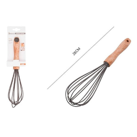 Sbattiuova Frusta 10" Sbatti Uova In Silicone Manico Legno 26 Cm Da Cucina 50739