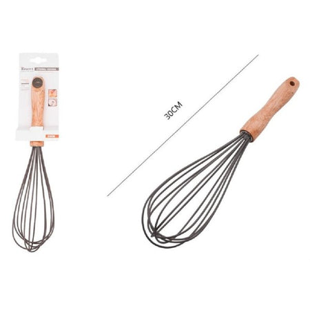 Sbattiuova Frusta 12" Sbatti Uova In Silicone Manico Legno 30cm Da Cucina 50740