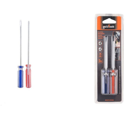 Set 2 Pezzi Cacciavite A Taglio E A Stella 75mm Con Manico Cristallo 3" 91895