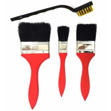 Set 3 Pennelli Legno 1" 2" 3" Per Pittura + 1 Pennello Setole In Ferro Da Lavoro