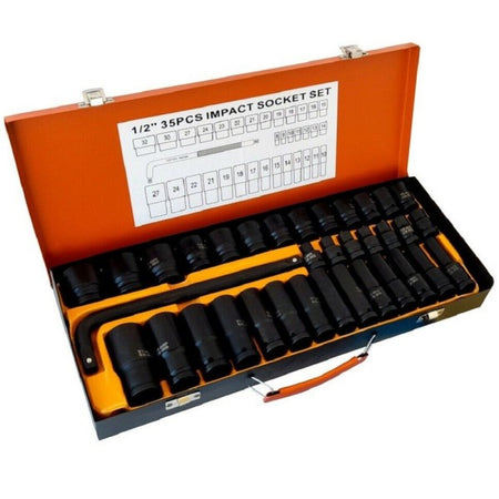Set 35 Bussole Boccole 1/2" Esagonali A Impatto Pistola Avvitatore Da 8 A 32mm