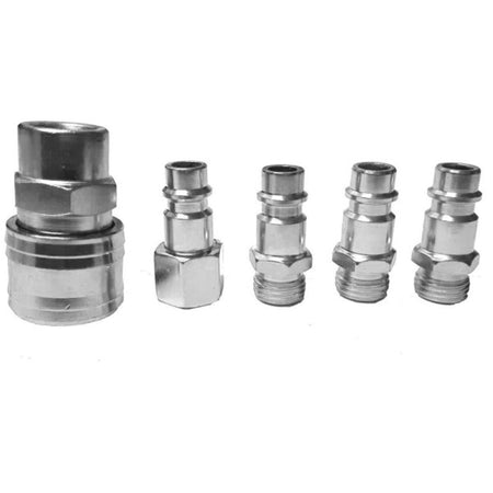 Set 5 Pz. In Acciaio Raccordi 1/4" Tubo Connettori Connettore Aria Manichetta Maschio Femmina