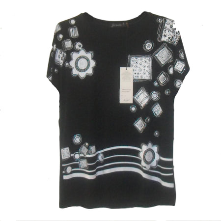 Maglia Donna Je Suis Paris Maglia Fantasia Stampata Nera E Bianca Con Applicazioni in Viscosa Con Elastico Taglie Grandi Art. 116852 Moda/Donna/Abbigliamento/T-shirt top e bluse/T-shirt L’Orchidea - Siderno, Commerciovirtuoso.it