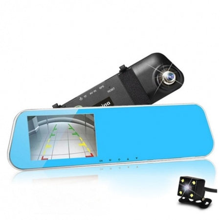Specchietto Retrovisore Dvr Monitor Hd 4.3" Lcd Telecamera Retromarcia Auto