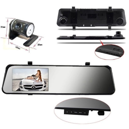 Specchietto Retrovisore Dvr Telecamera Full Hd 1080p 4.3 "lcd Con Retrocamera