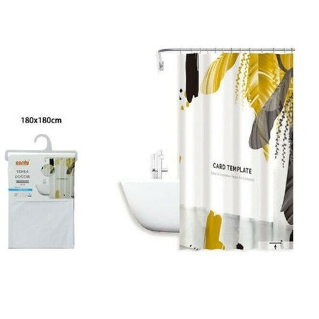 Tenda Doccia Antimuffa Card Template Impermeabile 180 X 180cm Anelli Bagno 79215
