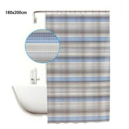 Tenda Doccia Antimuffa Impermeabile 180x200cm Con Anelli Righe Orizzontali 59523
