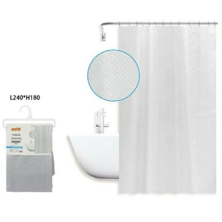 Tenda Doccia Antimuffa Impermeabile 240x180 Cm Anelli Grigia Texture Rombi 59822