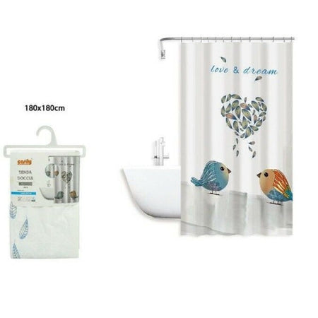 Tenda Doccia Antimuffa Love Dream Impermeabile 180x180 Cm Con Anelli Bagno 79216