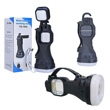 Torcia Lampada Emergenza 26 Led Smd Cob Ricaricabile Portatile Pannello Solare