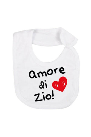 BabyVip Bavetta in cotone con stampa "amore della zia" o "amore di zio" o "amore degli zii" divertente, funny, colorato, simpatico