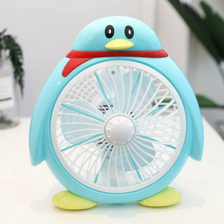 Ventilatore Da Tavolo 3 Ventole A Forma Di Pinguino Silenzioso Colorato 8"