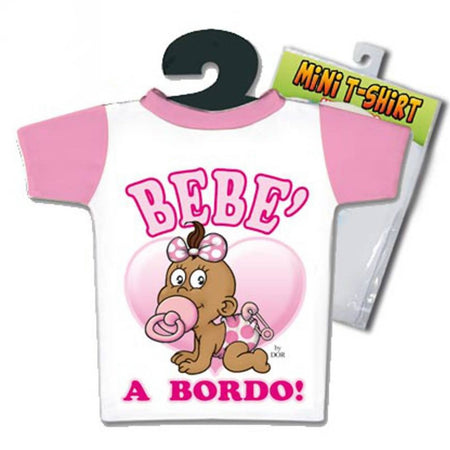 Mini T-Shirt Rosa Bimba "Bebè a Bordo" t-shirt per macchina bimbo a bordo regalo neo nascita Prima infanzia/Seggiolini auto e accessori/Accessori/Adesivi baby per macchina Kondorama - Martinsicuro, Commerciovirtuoso.it