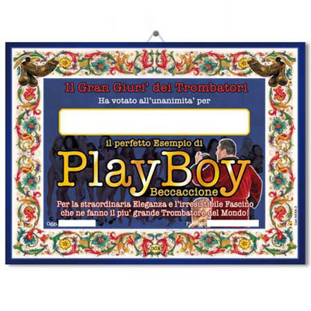 Finto Diploma 22 x 30 cm "Playboy" Con Gancetto e Busta regalo divertente Giochi e giocattoli/Articoli da regalo e scherzetti/Scherzetti e articoli divertenti Kondorama - Martinsicuro, Commerciovirtuoso.it