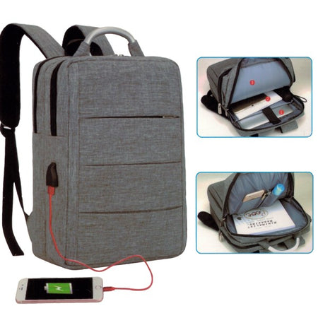 Zaino Zainetto Cartella Per Notebook Pc Portatile 15,6" Con Presa Usb Da Viaggio