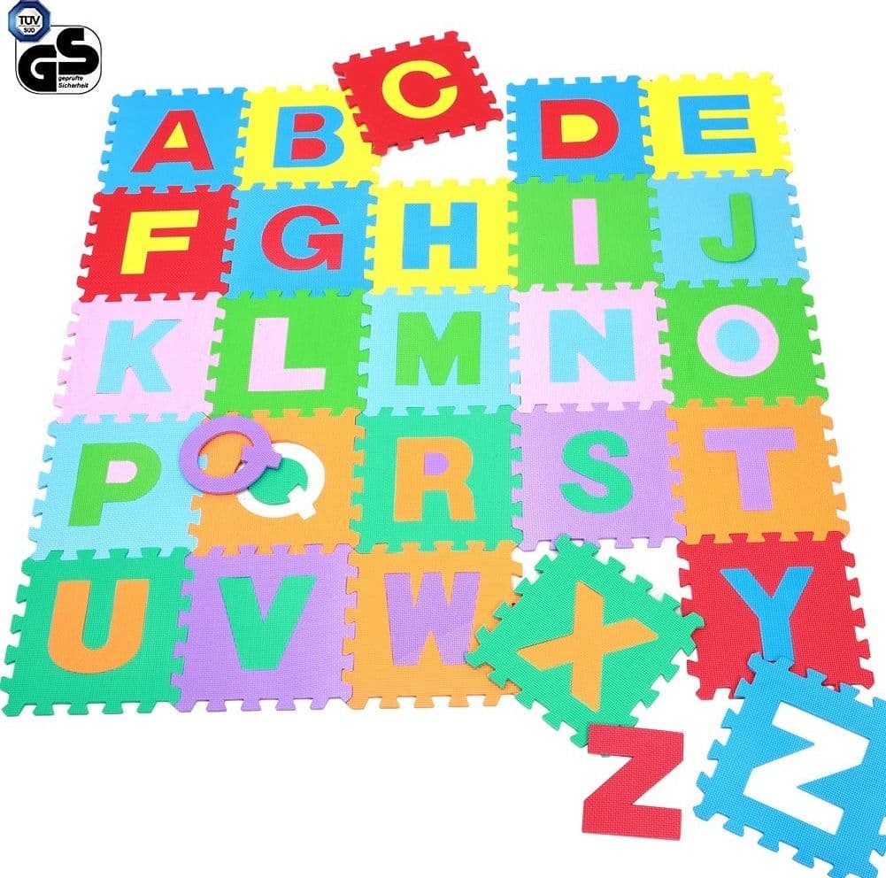 TAPPETO PUZZLE PER BAMBINI 12 X 12 CM GIOCO TAPPETINO LETTERE ALFABETO GOMMA - 2