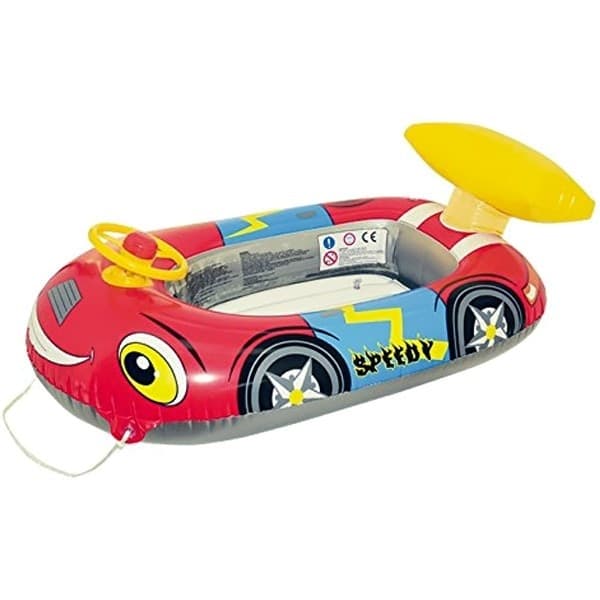 CANOTTO GONFIABILE AUTO GIOCO PER BAMBINI CON VOLANTE 100X62X25 CM MARE PISCINA - 2