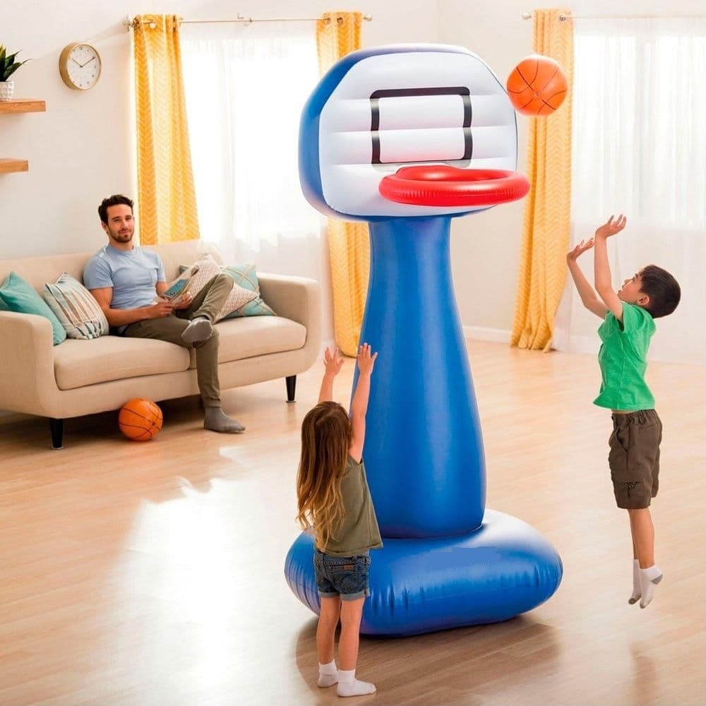 BASKET GONFIABILE PALLA CANESTRO PER BAMBINI CON 2 PALLONI ALTO 208 CM - 3