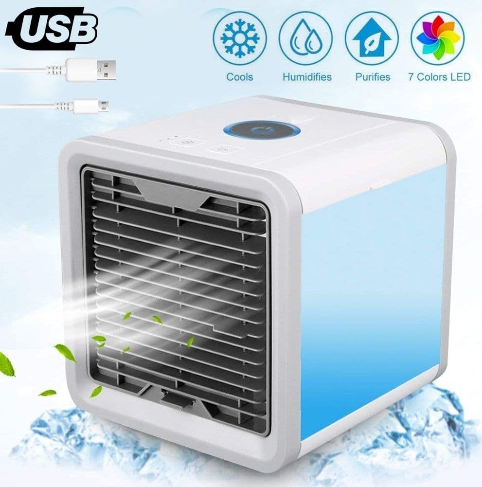 MINI CONDIZIONATORE PORTATILE DEUMIDIFICATORE A ACQUA USB VENTILATORE AUTO LED - 2