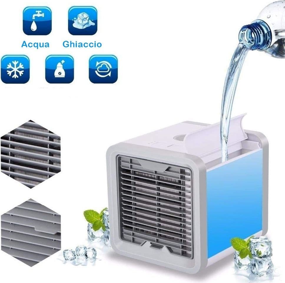 MINI CONDIZIONATORE PORTATILE DEUMIDIFICATORE A ACQUA USB VENTILATORE AUTO LED - 5