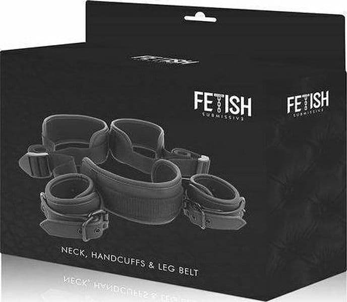 IMBRACATURA KIT MANETTE FETISH SUBMISSIVE GIOCO SADOMASO BDSM NERO BONDAGE - 2
