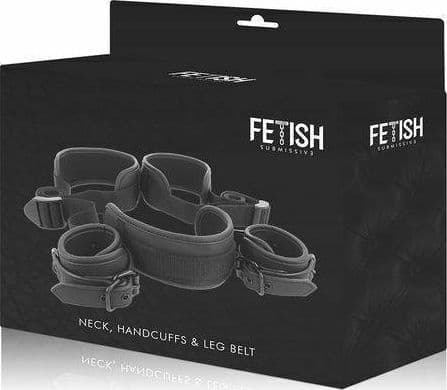 IMBRACATURA KIT MANETTE FETISH SUBMISSIVE GIOCO SADOMASO BDSM NERO BONDAGE - 2