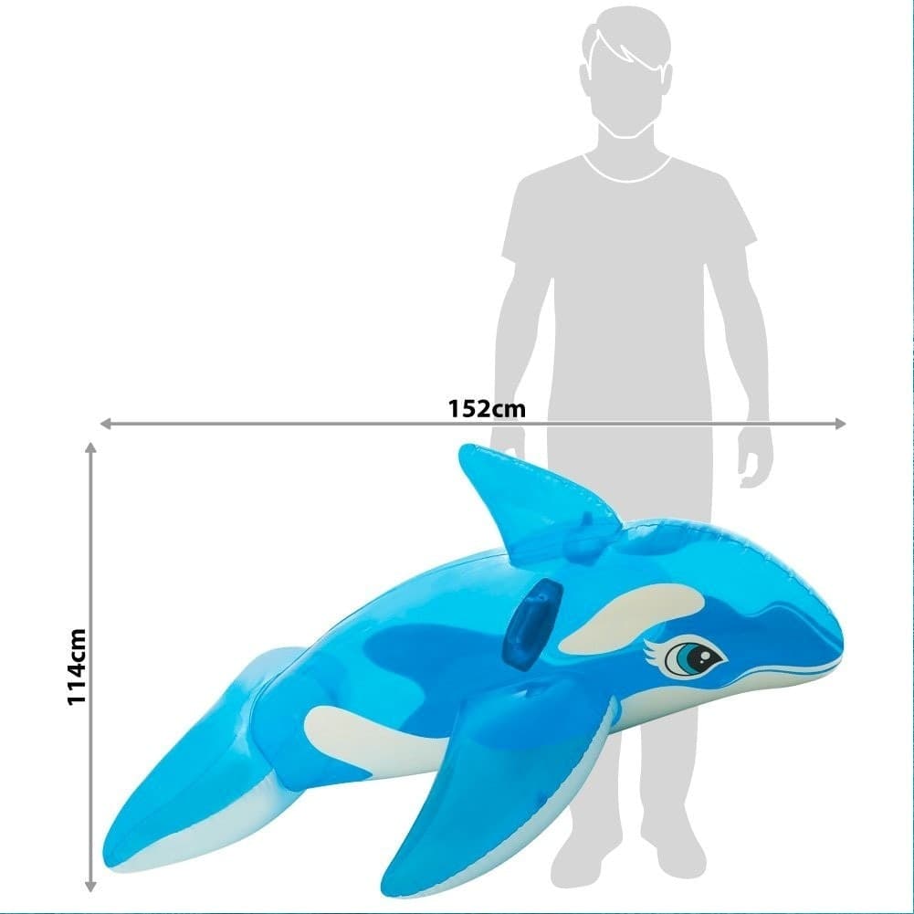 ORCA CAVALCABILE GIOCO GONFIABILE PER BAMBINI 152X144CM MARE PISCINA BLU - 2