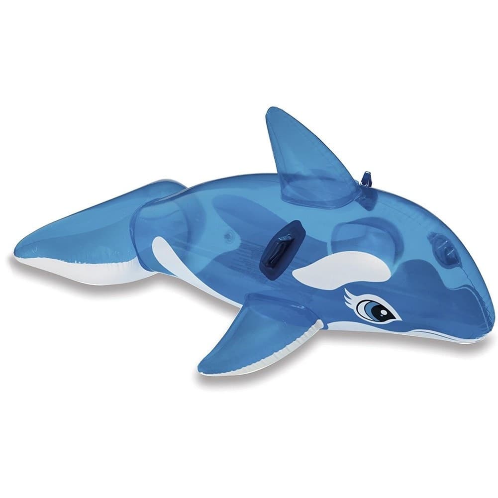 ORCA CAVALCABILE GIOCO GONFIABILE PER BAMBINI 152X144CM MARE PISCINA BLU - 3