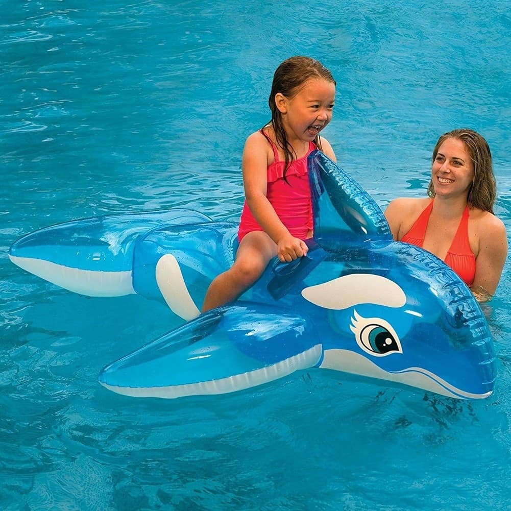 ORCA CAVALCABILE GIOCO GONFIABILE PER BAMBINI 152X144CM MARE PISCINA BLU - 5