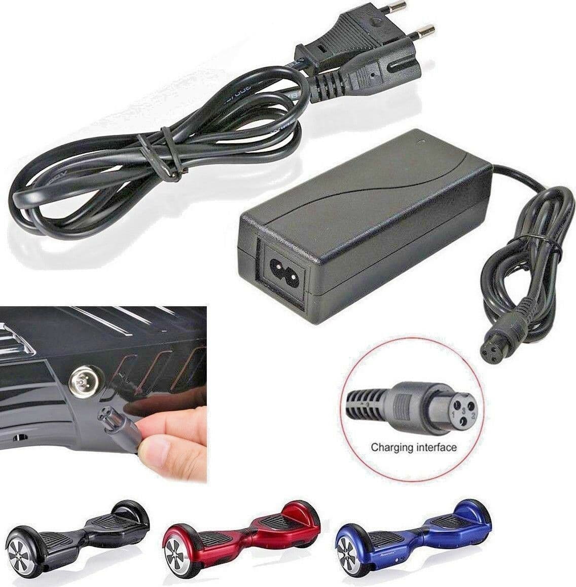 CARICABATTERIA RICAMBIO PER BALANCE HOVERBOARD 42V 2A ALIMENTATORE BATTERIA - 2