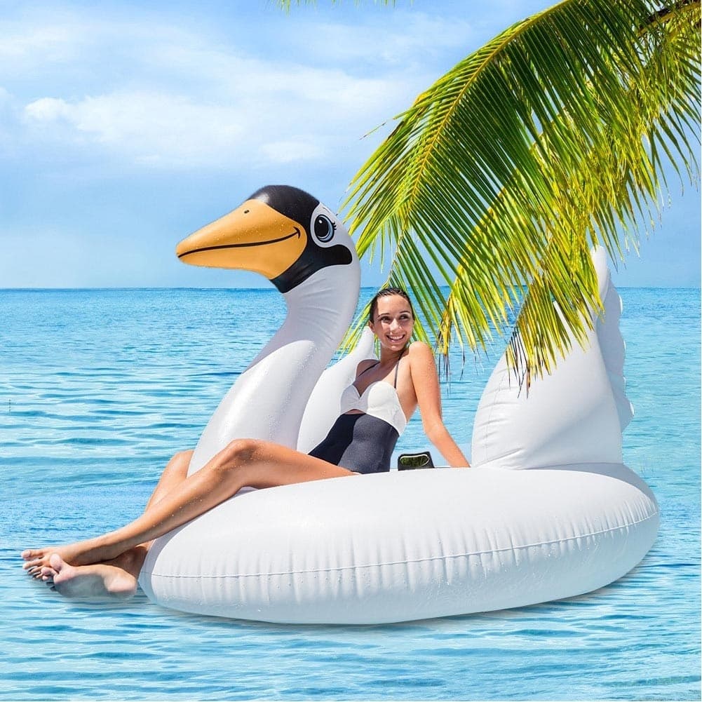 CIGNO GONFIABILE GIGANTE ISOLA MATERASSINO MARE PISCINA 194 X 152 X 147 CM - 3