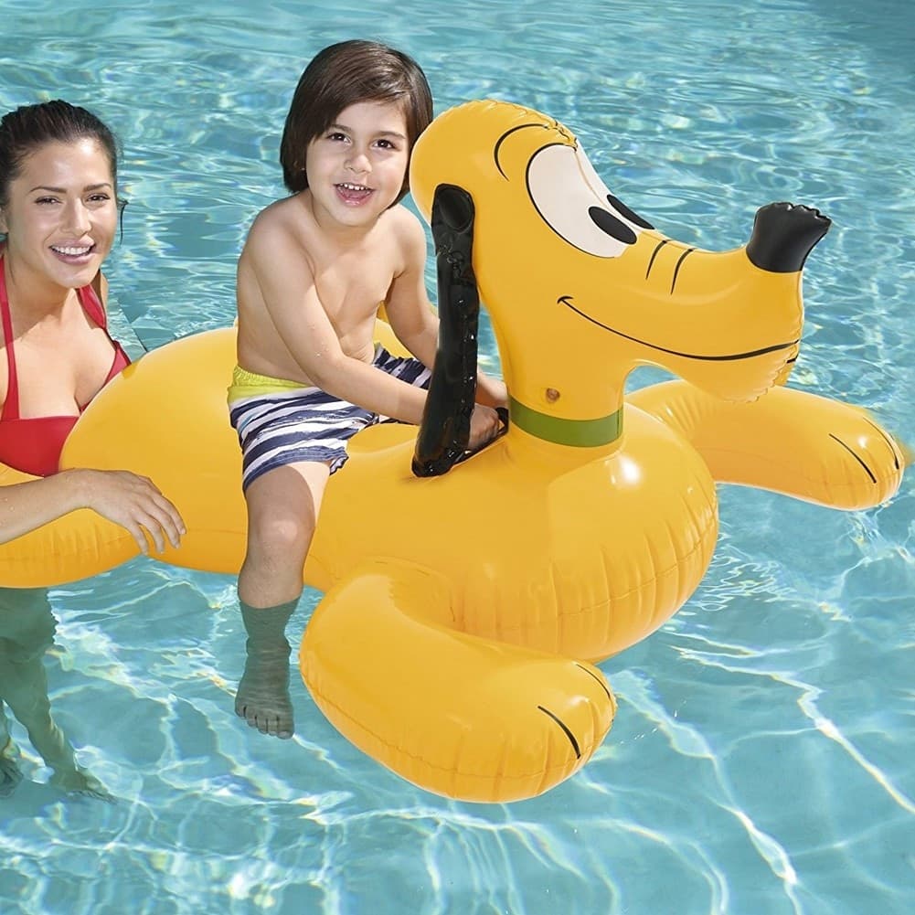 DISNEY PLUTO CAVALCABILE GIOCO GONFIABILE BAMBINI 117 X 107 CM MARE PISCINA - 3