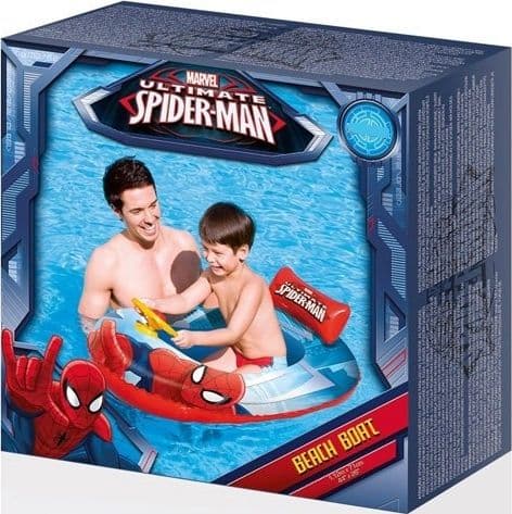 CANOTTO SPIDERMAN 112X65 CON VOLANTE BASE GONFIABILE CANOTTINO BARCA - 2