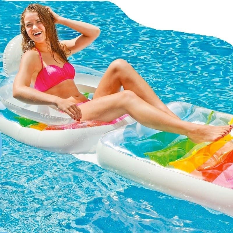 MATERASSINO POLTRONA GONFIABILE 2 IN 1 PIEGHEVOLE CON SCHIENALE PISCINA 198X94CM - 3