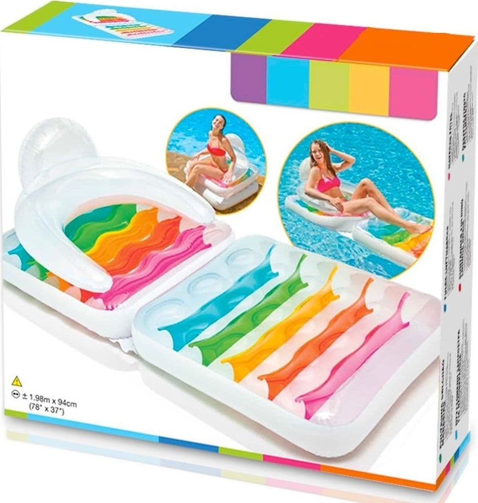 MATERASSINO POLTRONA GONFIABILE 2 IN 1 PIEGHEVOLE CON SCHIENALE PISCINA 198X94CM - 4