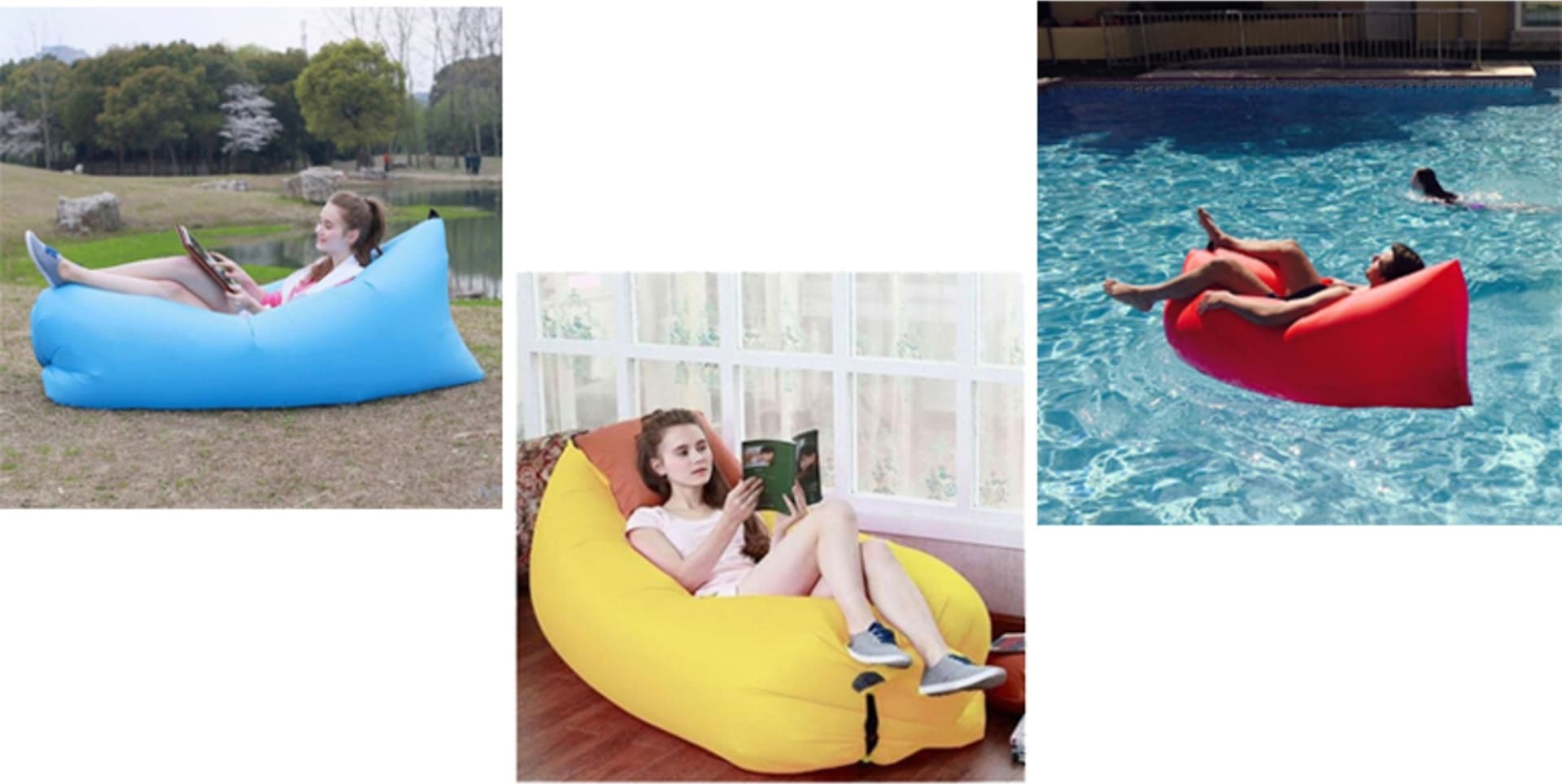 SOFA SACCO GONFIABILE MATERASSINO SPIAGGIA ARIA RELAX PISCINA DIVANO AMACA POUF - 8