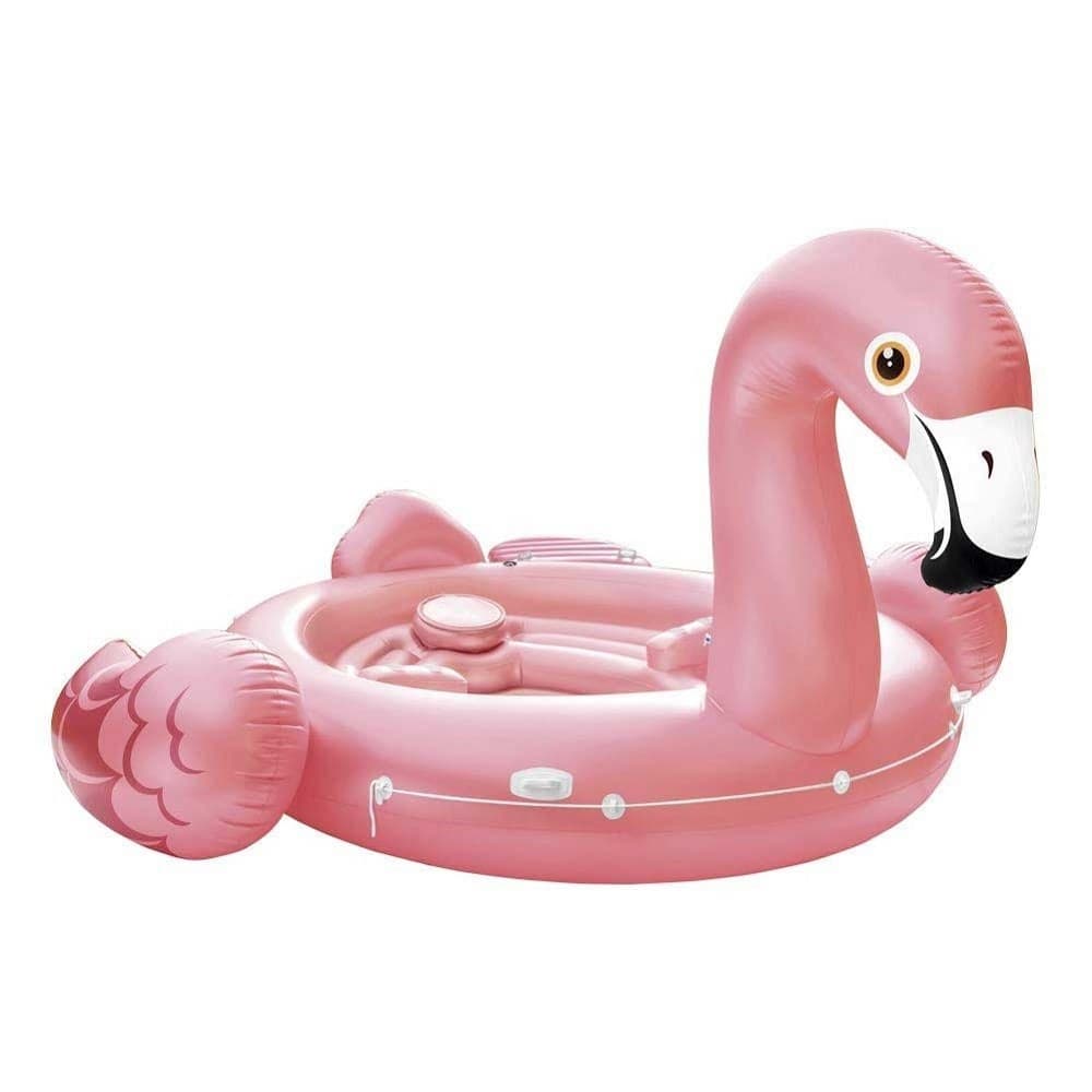 FENICOTTERO GONFIABILE GIGANTE ISOLA PARTY 422 X 373 X 185 CM MARE PISCINA 4 POSTI - 2